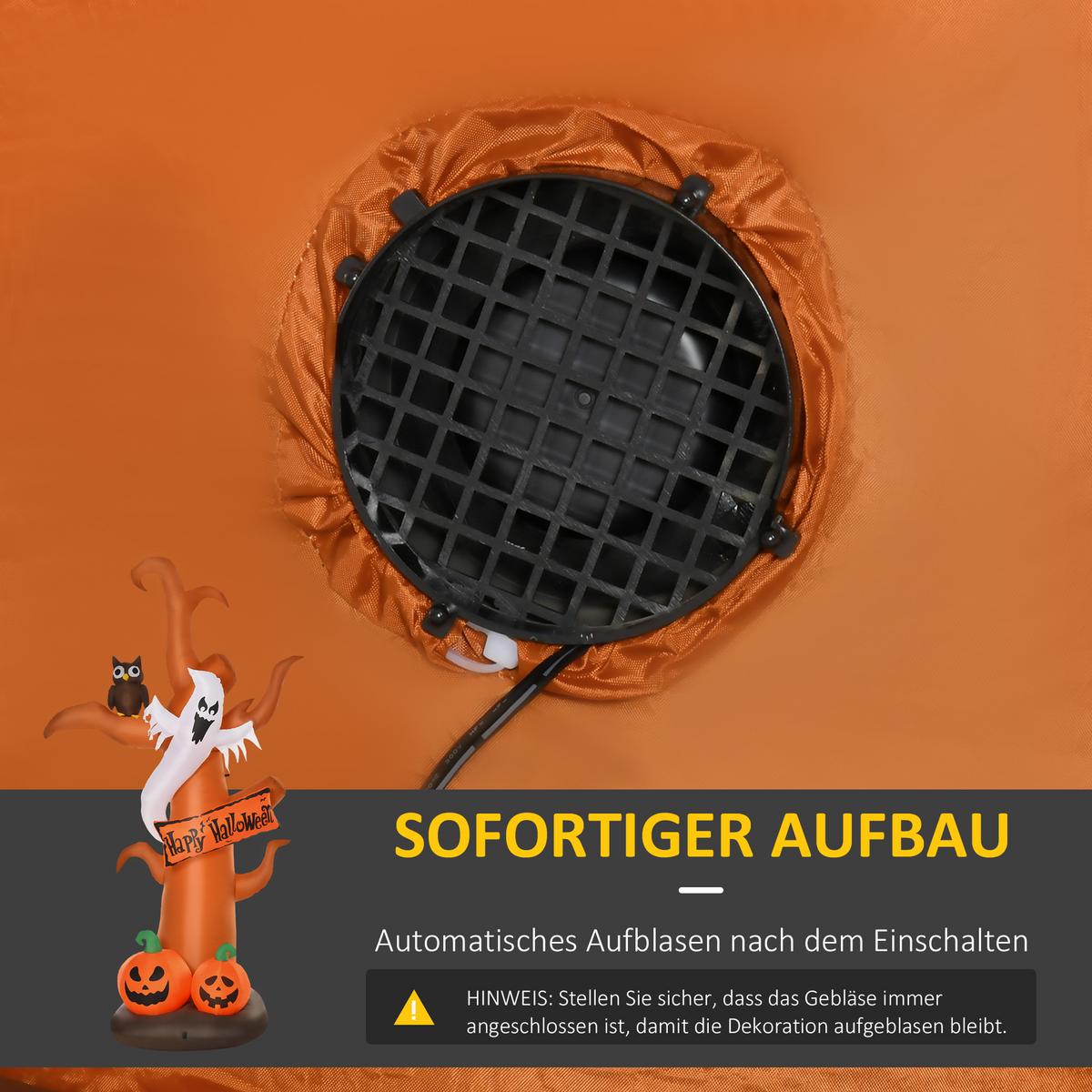 AUFBLASBAR Halloween Baum Gespenst mit LED Module für den Garten Polyester Braun - Braun, Kunststoff (107/274/156cm) - HOMCOM