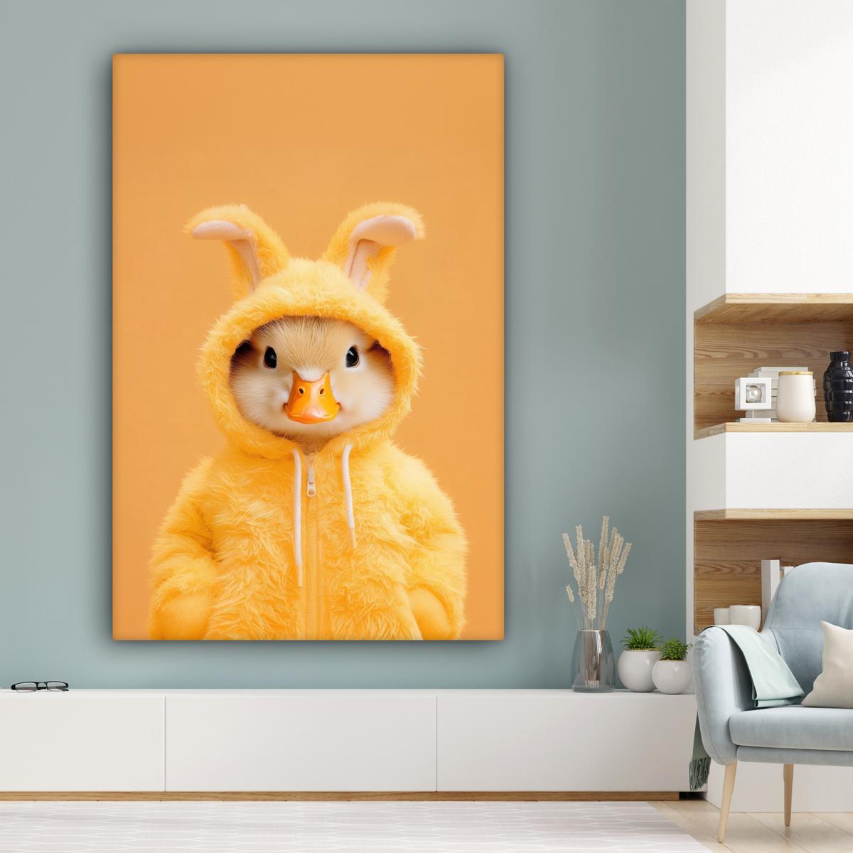 LEINWANDBILD Osterhase - Kostüm - Ente Deko Groß 90x140 cm - Gelb, Textil (90/140cm) - MuchoWow
