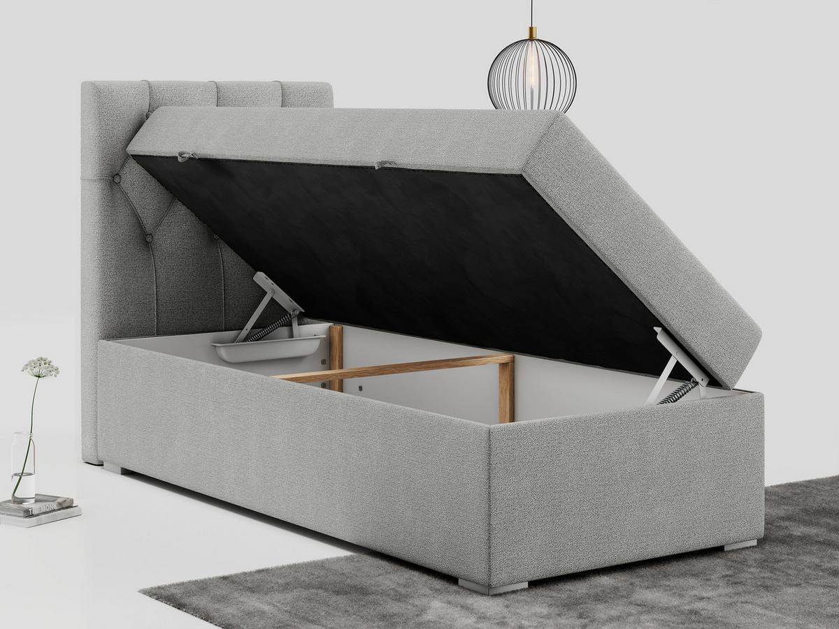 BOXBETT ALDA 90/200 Hellgrau Struktur - H3 - Links Seite - Hellgrau, Holz/Textil (90/200cm) - MKS