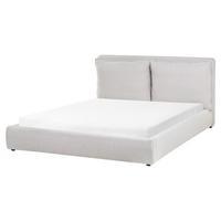 BETT mit Lattenrost 160/200 cm Stoff Hellgrau Bajonna - Hellgrau, Textil (160/200cm) - Beliani