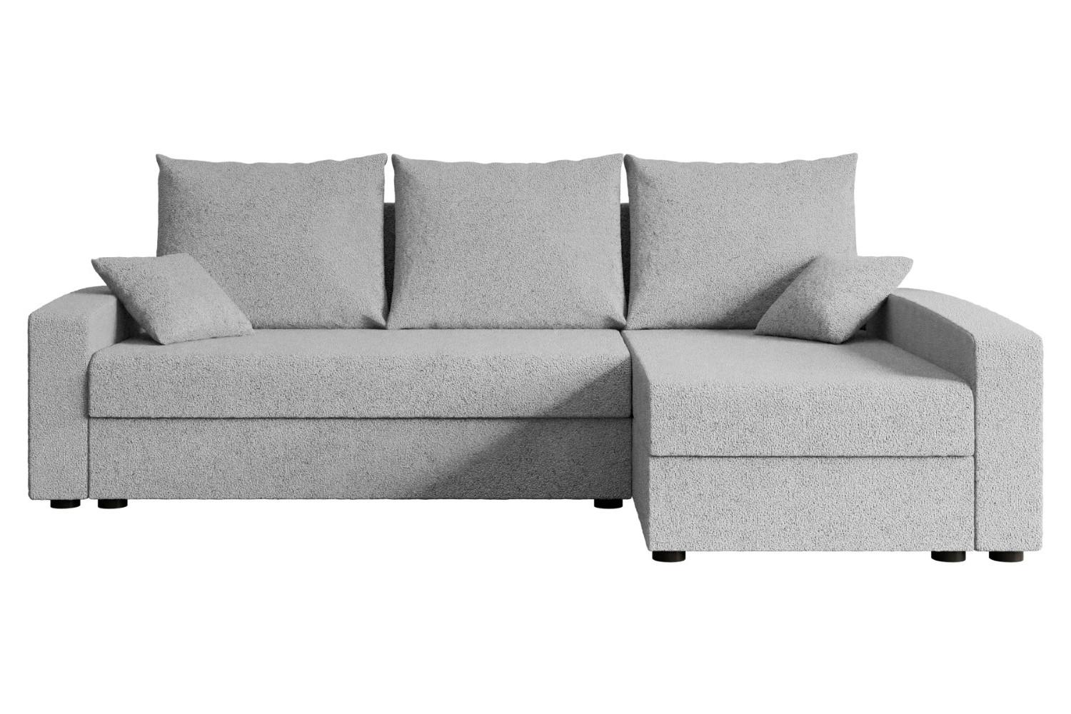 ECKSOFA mit Schlaffunktion und Bettkasten ALESIA-L 231x140x90 cm Grau Bouclé - Silberfarben/Hellgrau, Holzwerkstoff/Kunststoff (231/140cm) - ALTDECOR