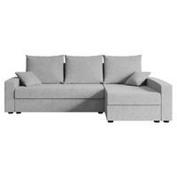 ECKSOFA mit Schlaffunktion und Bettkasten ALESIA-L 231x140x90 cm Grau Bouclé - Silberfarben/Hellgrau, Holzwerkstoff/Kunststoff (231/140cm) - ALTDECOR