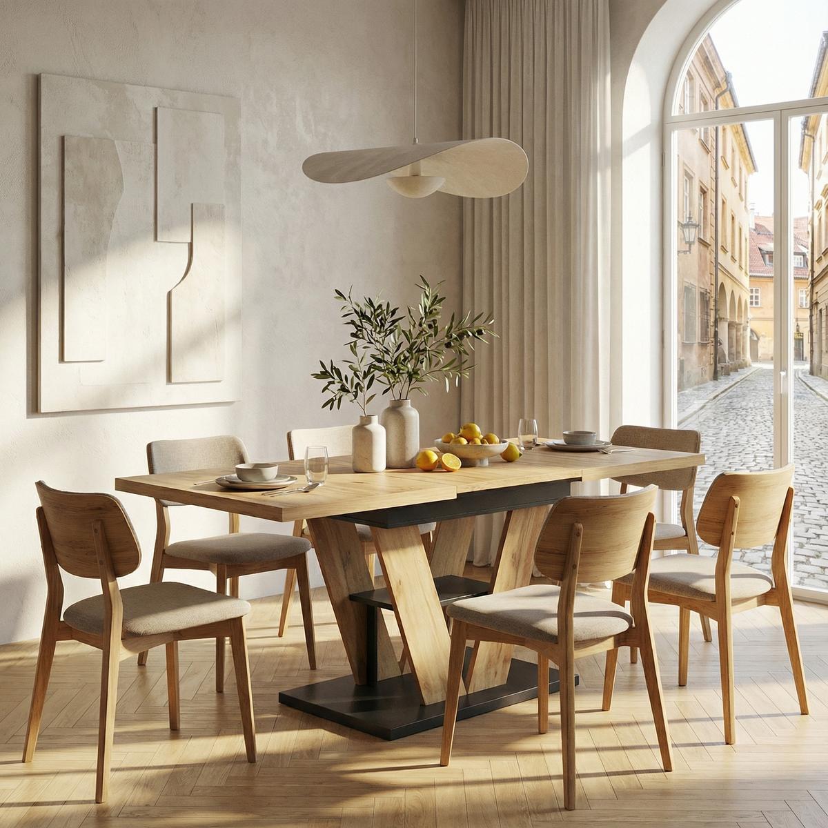 ESSTISCH Ausziehbar 110-140 cm Natural Wood mit verstecktem Staufach - Grau, Holzwerkstoff (80/110/75cm) - Urban Meuble