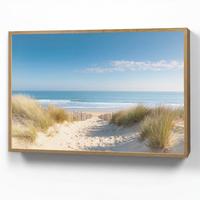 WANDLEUCHTE MIT AKKU Strand - Meer - Düne - Sand - Sommer 100x70 cm - Sandfarben, Holzwerkstoff (100/70/8cm) - OnlyWow