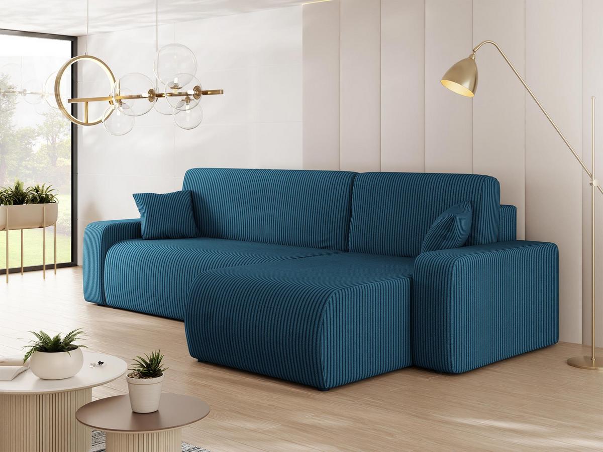 ECKSOFA Piano L Cord - Blau/Schwarz, Holz/Kunststoff (244/145cm) - MIRJAN24