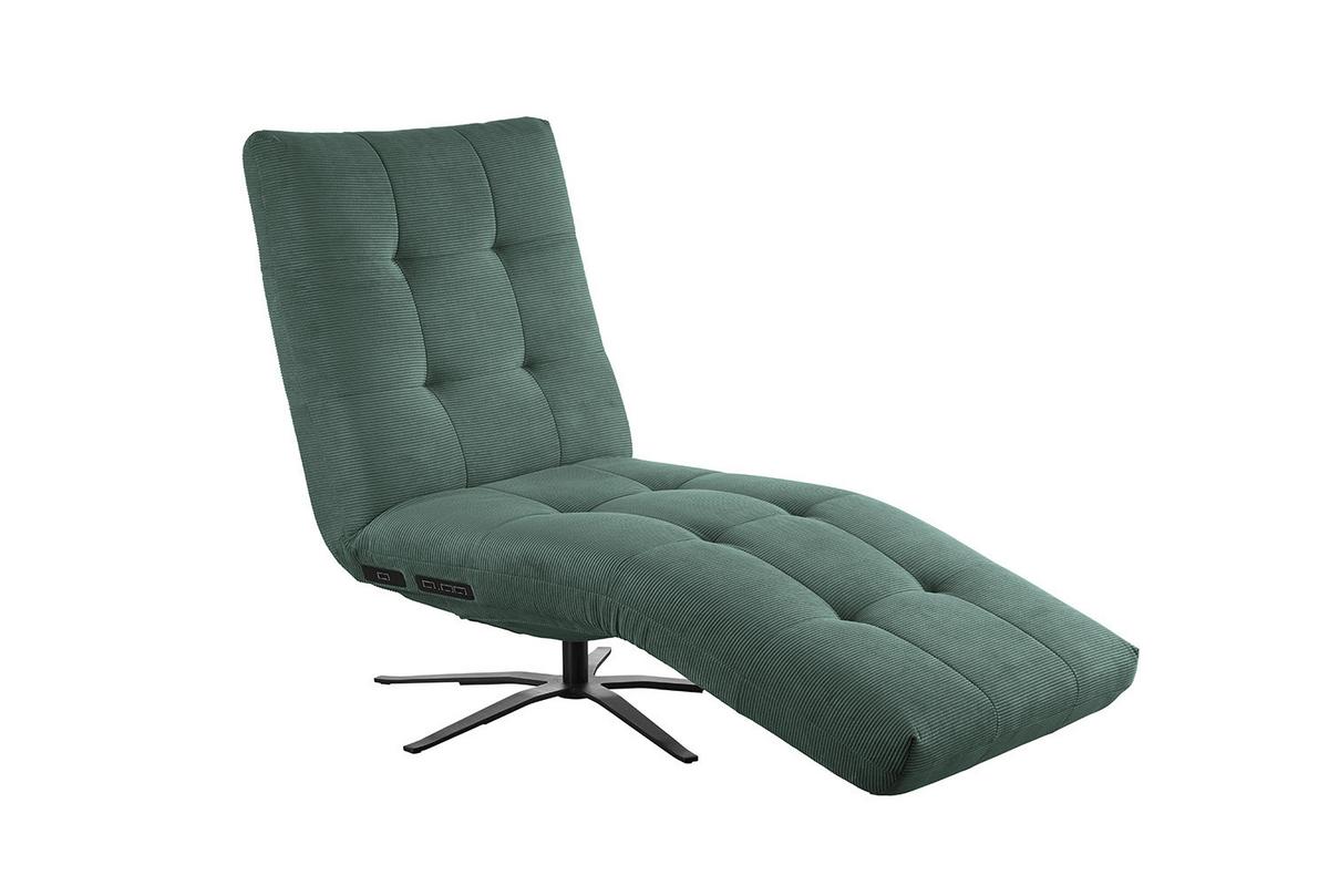 RELAXLIEGE LETICIA Smaragdgrün Cord Drehbar (360°), Relaxfunktion - Smaragdgrün/Schwarz, Textil/Metall (82/115/156cm) - KAWOLA