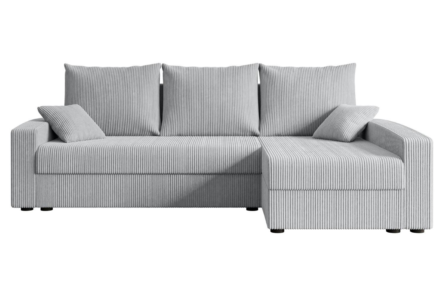 ECKSOFA mit Schlaffunktion und Bettkasten ALESIA-L 231x140x90 cm Grau Cord - Silberfarben/Grau, Holzwerkstoff/Kunststoff (231/140cm) - ALTDECOR