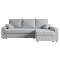 ECKSOFA mit Schlaffunktion und Bettkasten ALESIA-L 231x140x90 cm Grau Cord - Silberfarben/Grau, Holzwerkstoff/Kunststoff (231/140cm) - ALTDECOR