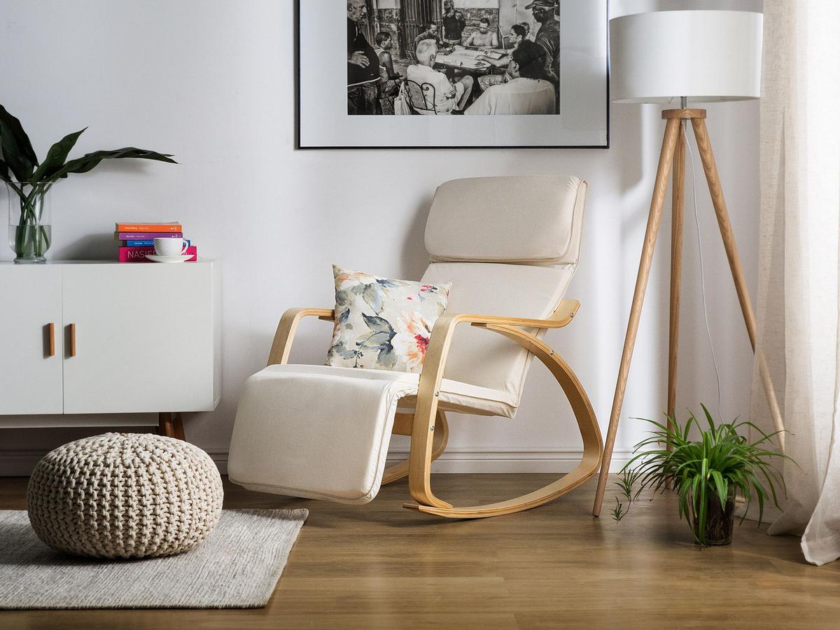 SCHAUKELSESSEL Polsterbezug Beige Weston - Beige, Holz/Textil (68/96/82cm) - Beliani