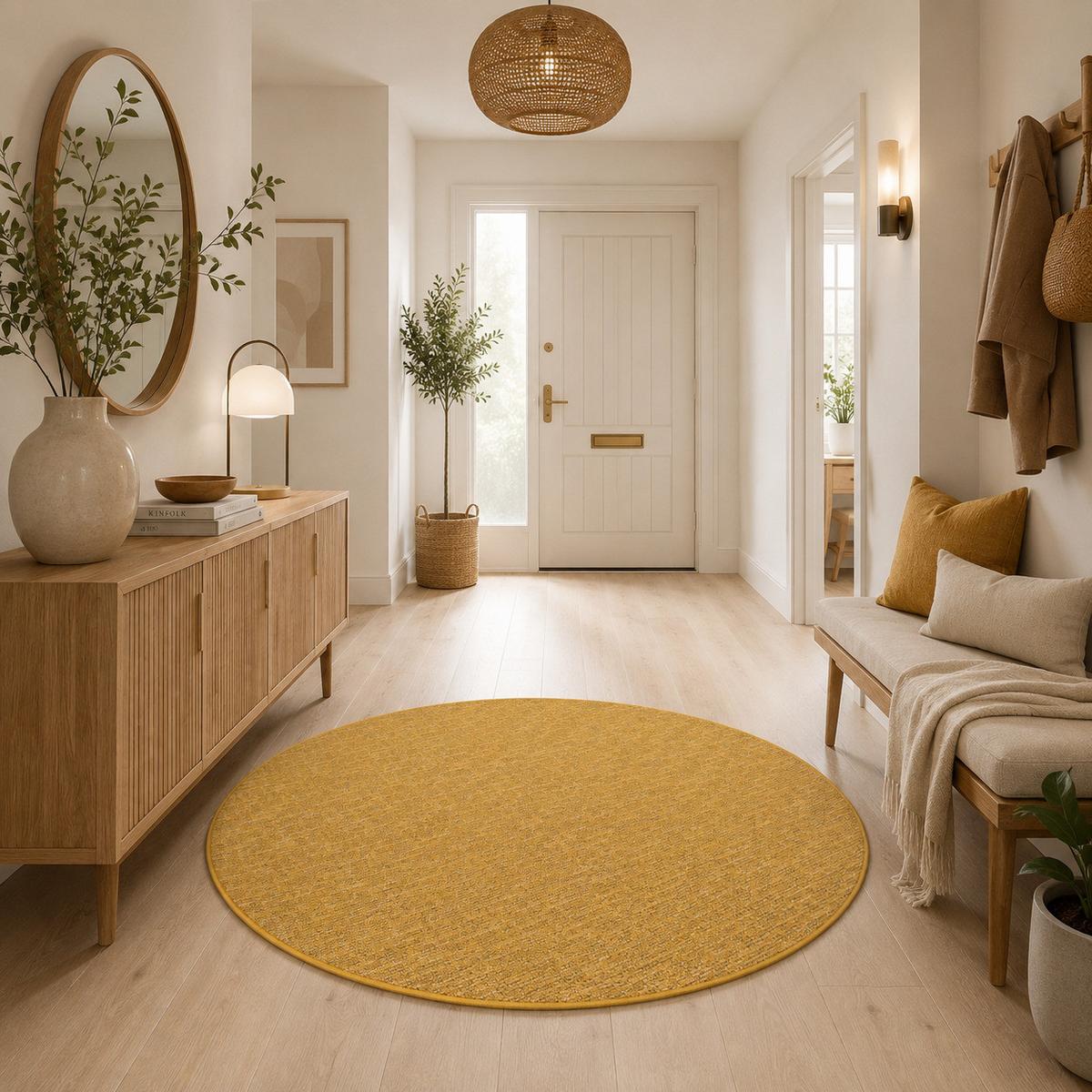 SCHLINGEN DESIGNER TEPPICH NIVA RUND - Currygelb, Textil (200/200cm) - Snapstyle