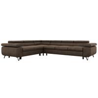 ECKSOFA NORDEN L - Braun Velvet - Rechts Seite - Dunkelbraun/Schwarz, Textil/Metall (329/269cm) - MKS