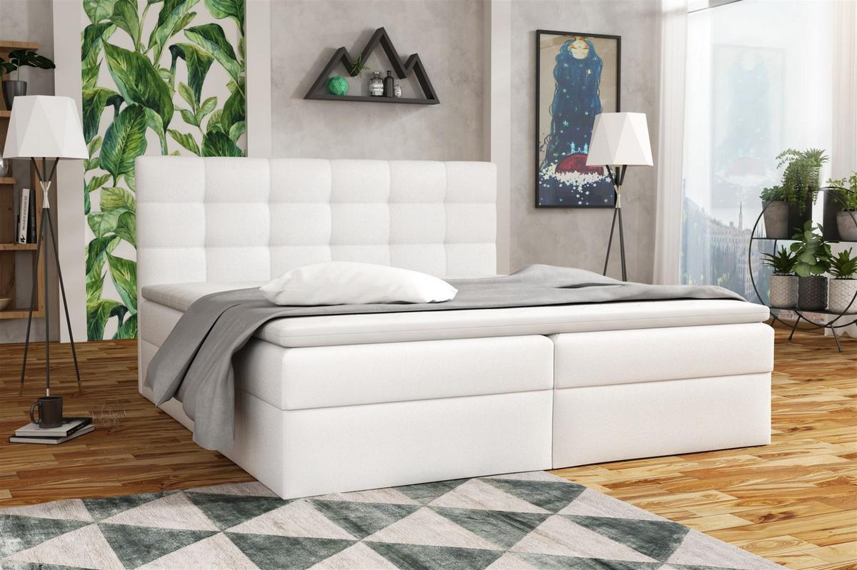 BOXBETT Doriano In Kunstleder Soft - Weiß, Holzwerkstoff/Textil (180/200cm) - Fun Möbel