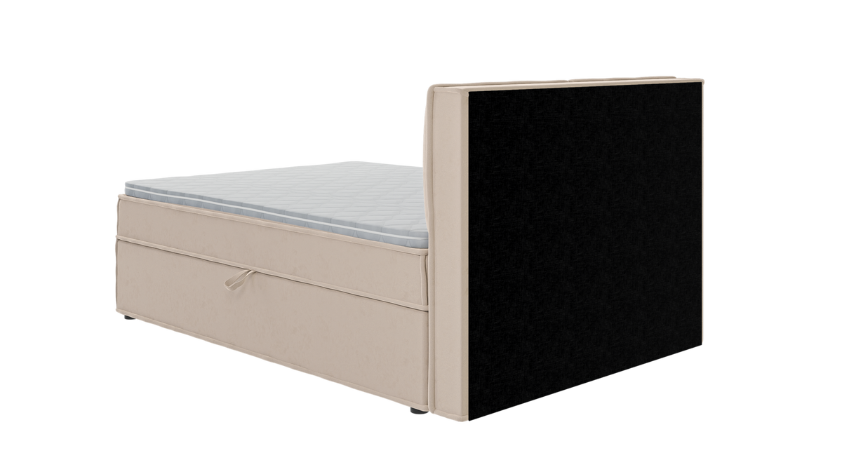 BOXBETT Eclipse 140/200 cm Beige Luxusmicrofaser - Beige/Schwarz, Holz/Kunststoff (140/200cm) - S-Style Möbel