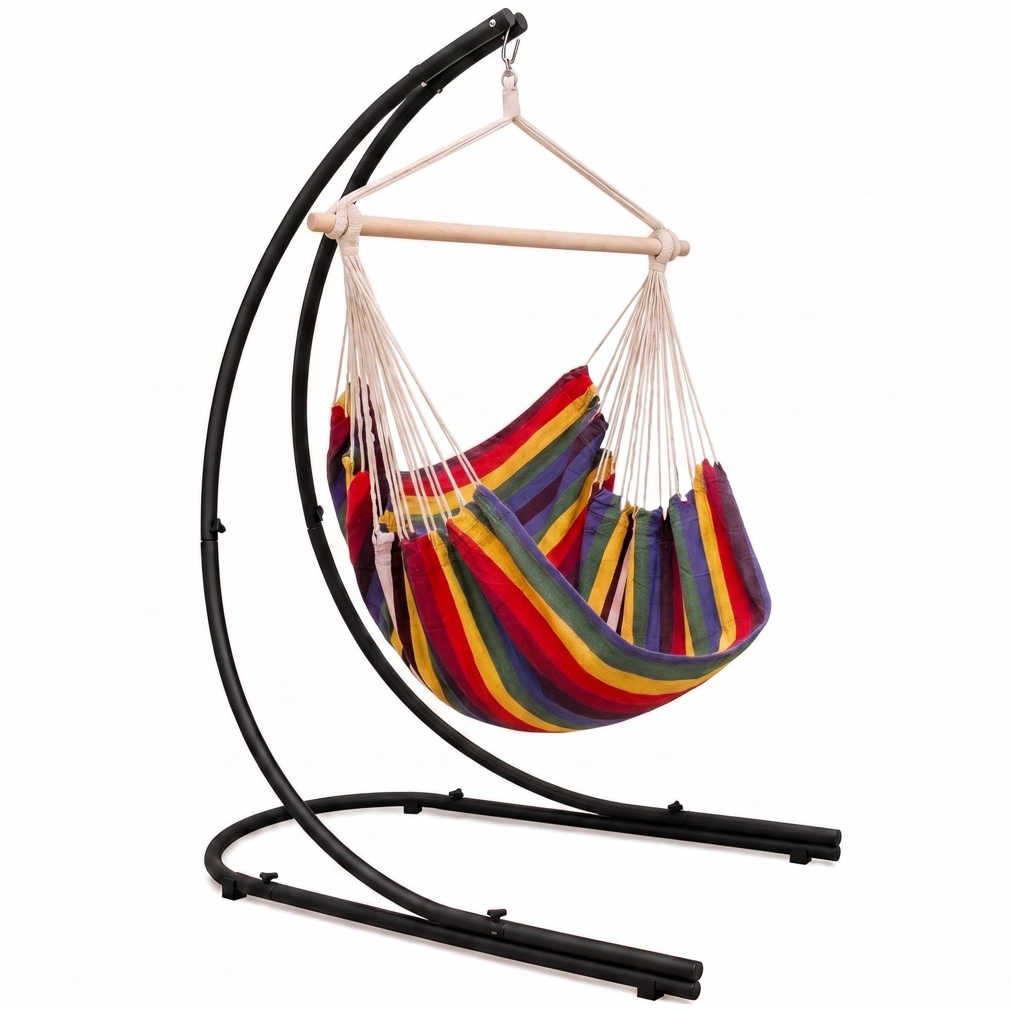 XL HÄNGESTUHL mit Gestell 210/140 cm , Multicolor/Schwarz - Multicolor, Textil (140/210/160cm) - Amanka