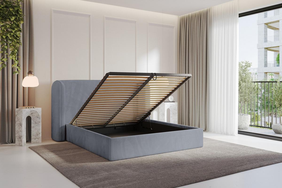 POLSTERBETT mit Bettkasten und Lattenrost, Bett mit Matratze H3/H4 - ESTI 140x200 Grau - Grau, Holzwerkstoff/Textil (140/200cm) - ALTDECOR