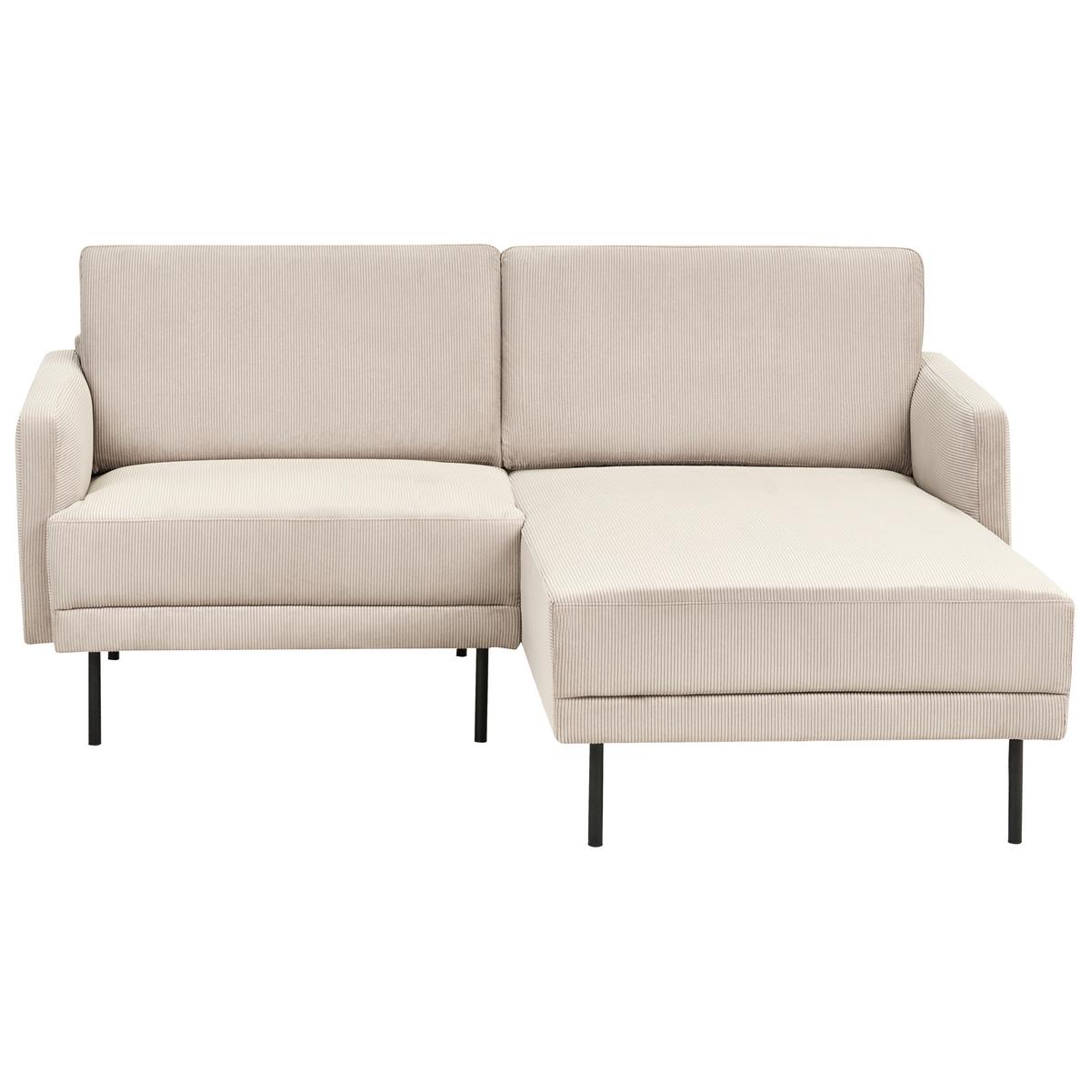 ECKSOFA 2-Sitzer Cord Beige linksseitig Breda - Beige/Schwarz, Textil (192/155cm) - Beliani