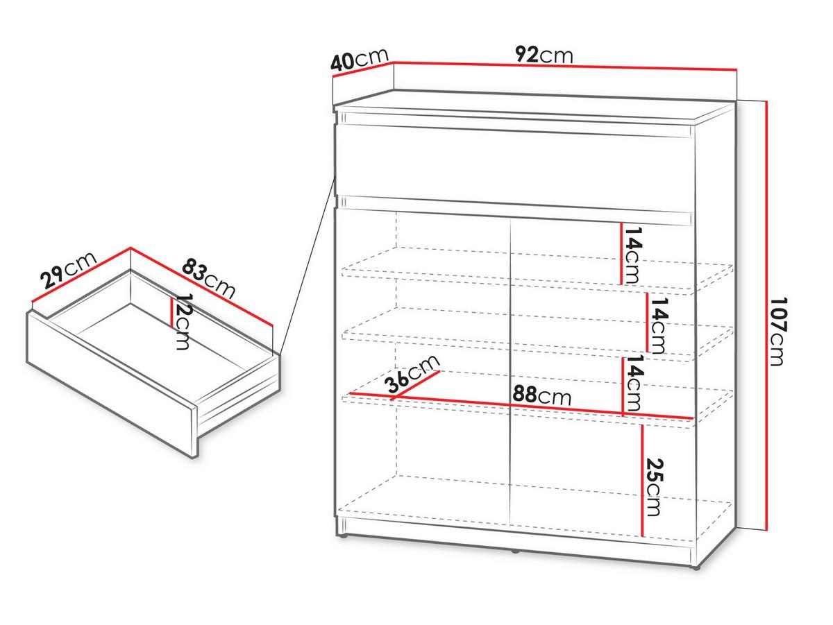 KOMMODE Simply 2D1S SM02 - Grau, Holzwerkstoff (92/107/40cm) - MIRJAN24