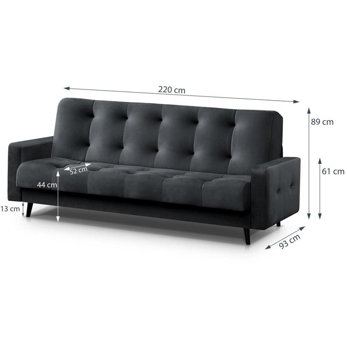 3-SITZER Schlafsofa Nancy Bis dunkelgrau - Dunkelgrau, Holz/Textil (220/89/93cm) - Beautysofa