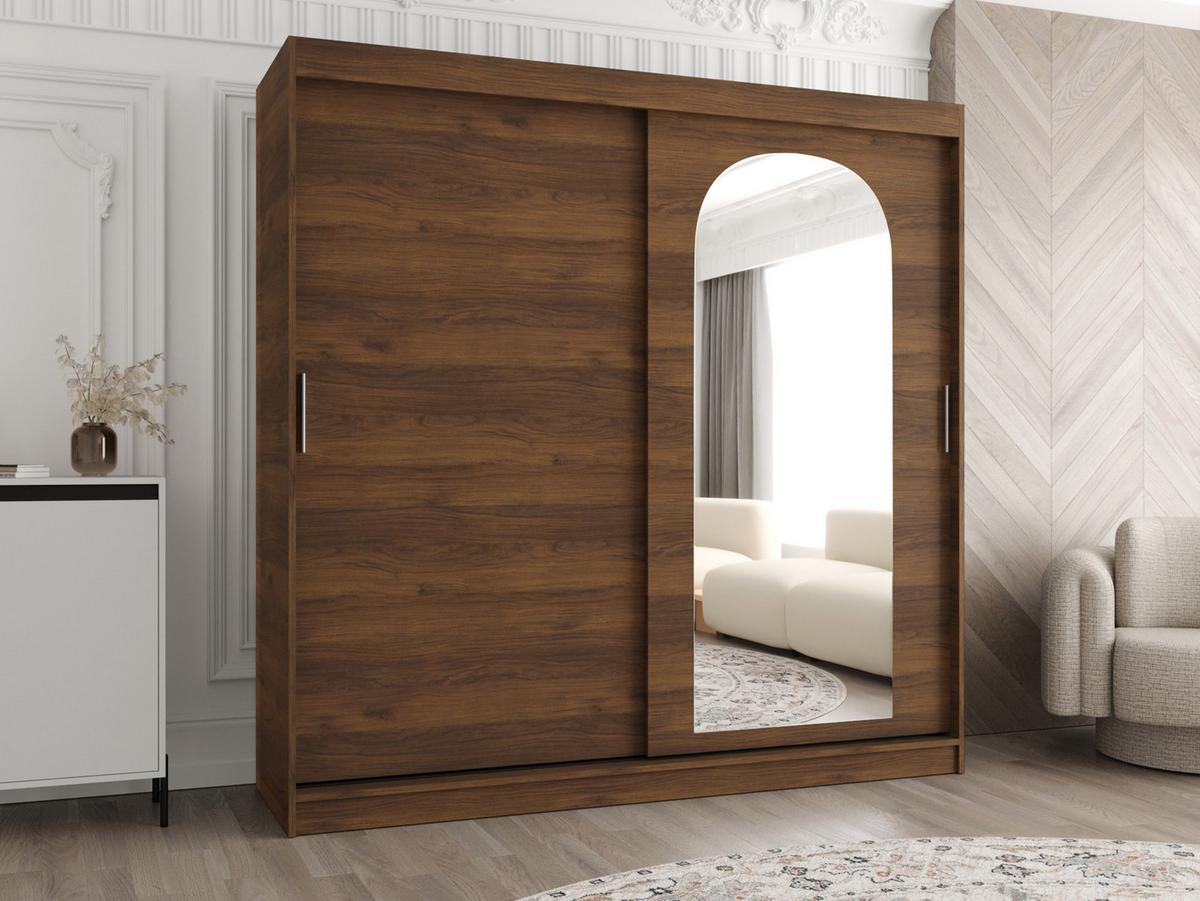 SCHWEBETÜRENSCHRANK Selfie 200 cm - Silberfarben/Nussbaumfarben, Holzwerkstoff/Kunststoff (200/200/62cm) - MIRJAN24