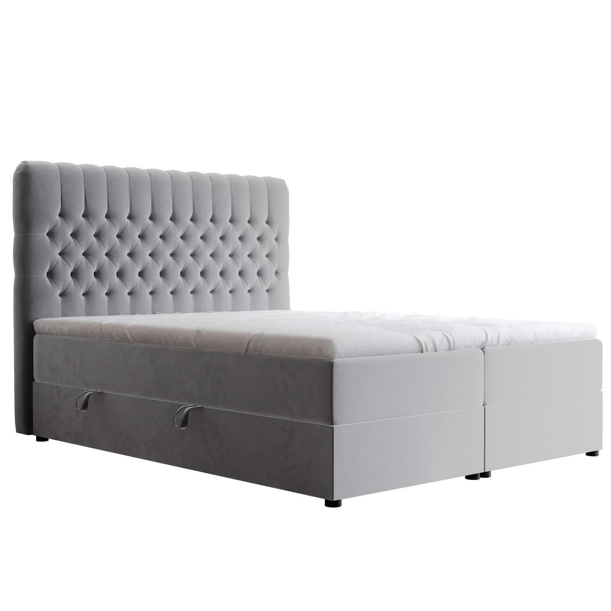 BOXBETT 200x200 cm mit Topper - Hellgrau, Holzwerkstoff/Textil (200/200cm) - Idohome