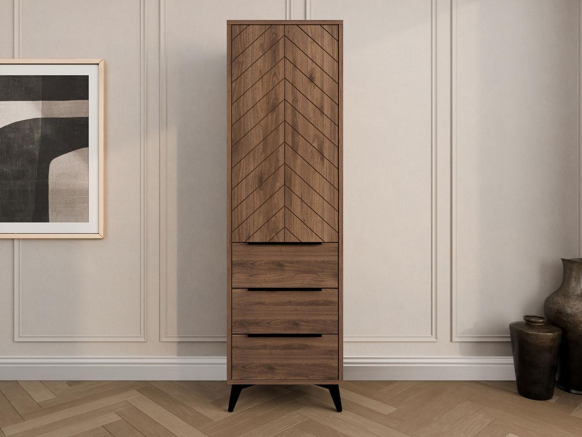 KLEIDERSCHRANK Xylix Bis 1D3SZ - Nussbaumfarben/Schwarz, Holzwerkstoff/Metall (54/180/40cm) - MIRJAN24