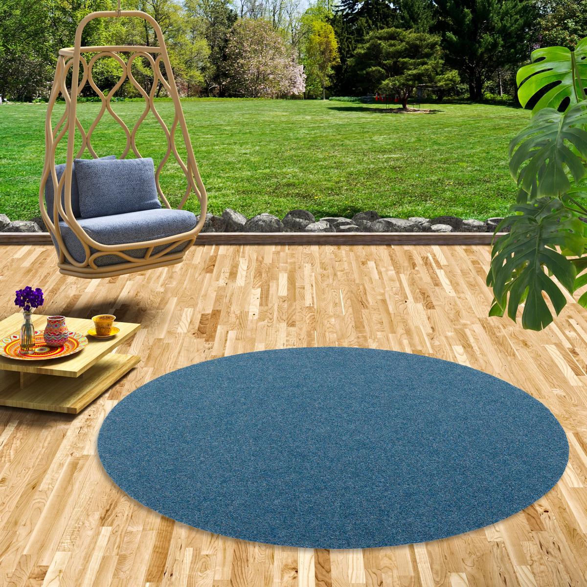 KUNSTRASEN RASENTEPPICH MIT NOPPEN KINGSTON RUND - Blau, Textil (200/200cm) - Snapstyle