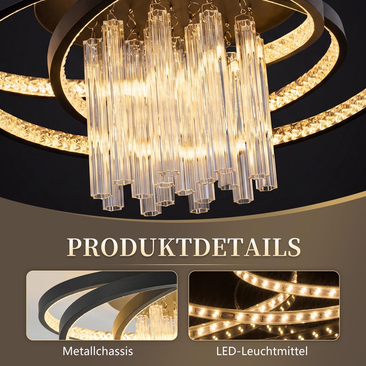 LED DECKENLEUCHTE Nixalin 48/25/20 cm - Schwarz, Metall (48/25/20cm) - ZMH