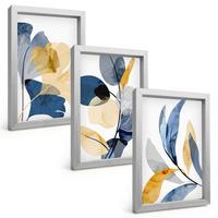 BILDER SET 3er Set - 20x30 cm Silberner Rahmen - Aquarell-Pflanzenmotive - Silberfarben, Kunststoff (20/30cm) - TULUP
