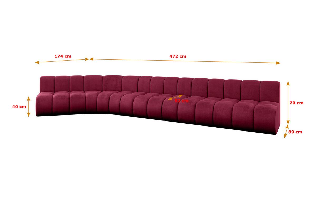 ECKSOFA modulares Sofa Montra-L3 - 472x174x70 cm Bordeauxrot - Bordeaux, Holzwerkstoff/Textil (472/174cm) - ALTDECOR
