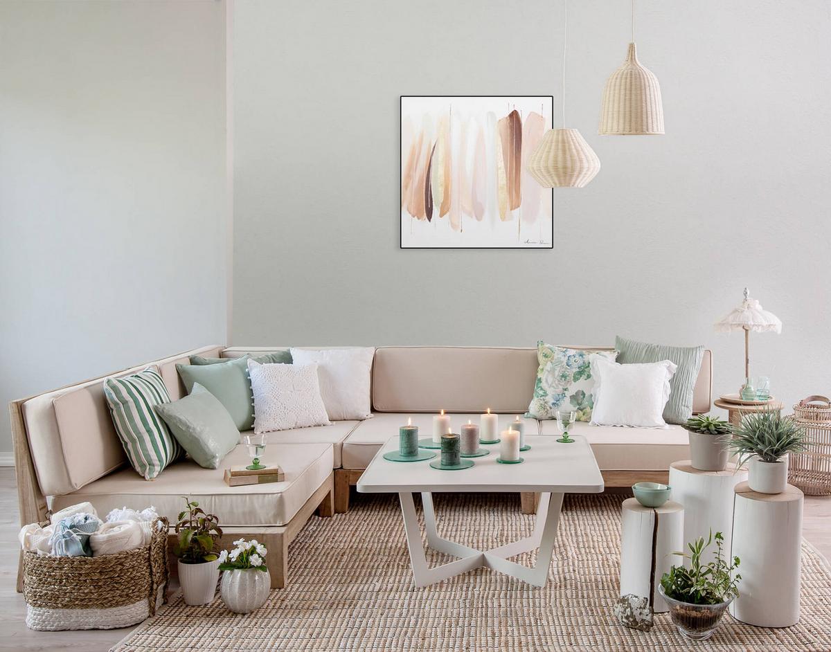 ÖLGEMÄLDE 60/60 cm - Pink/Beige, Holz/Textil (60/60cm) - KUNSTLOFT