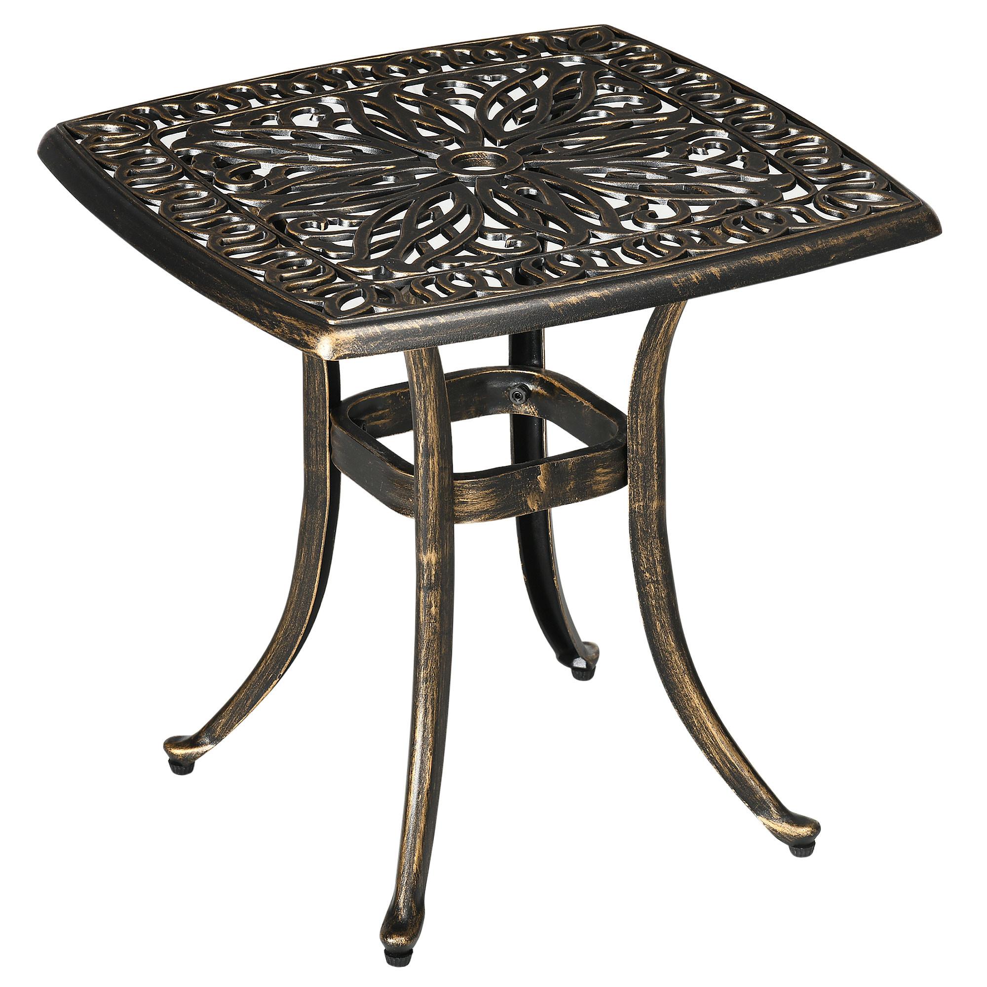 GARTEN BEISTELLTISCH, Bronze, Aluminium - Bronzefarben, Metall (54/54/52.5cm) - Outsunny