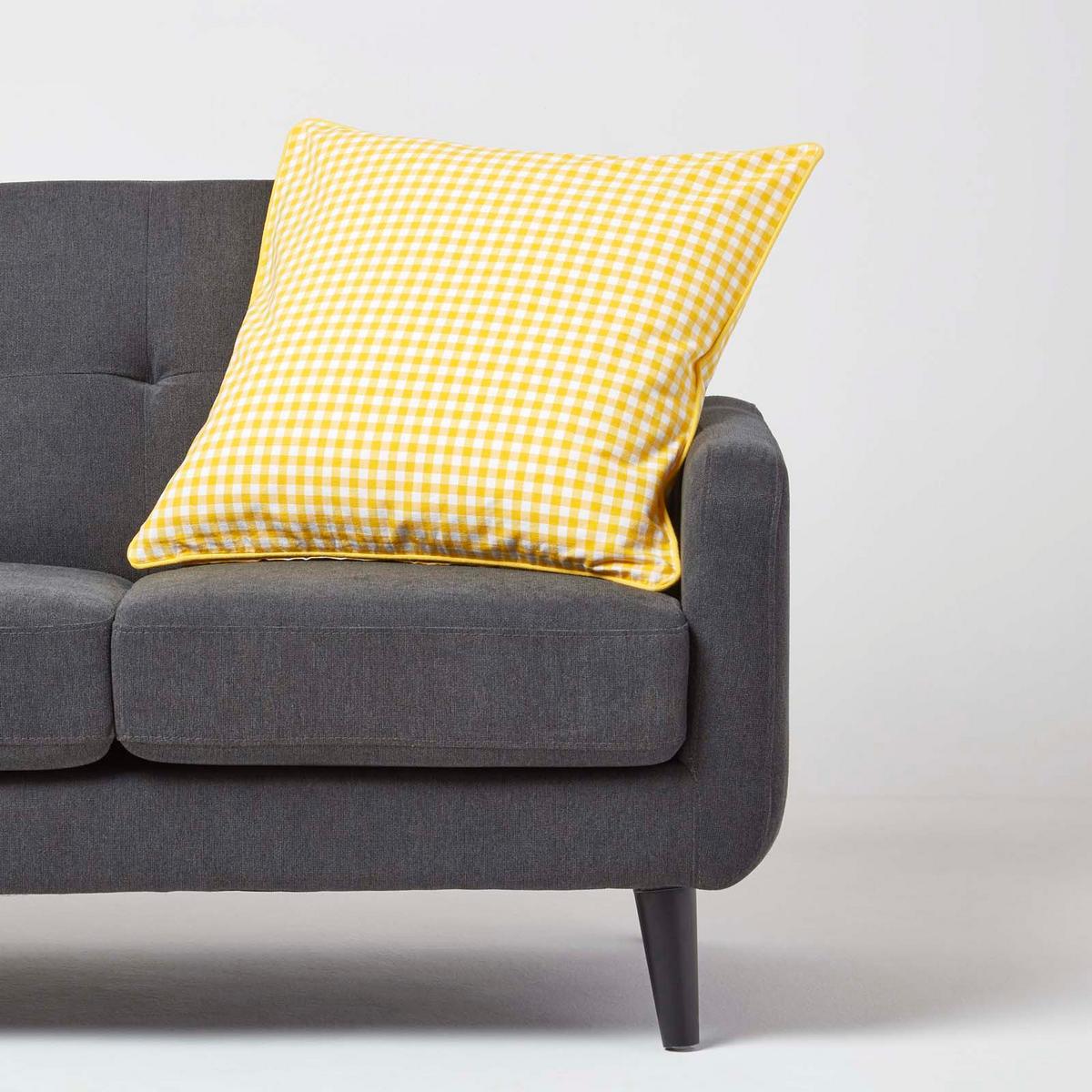 KISSENHÜLLE Vichy-Karo 60/60 cm, 100% Baumwolle - Gelb, Textil (60/60cm) - Homescapes