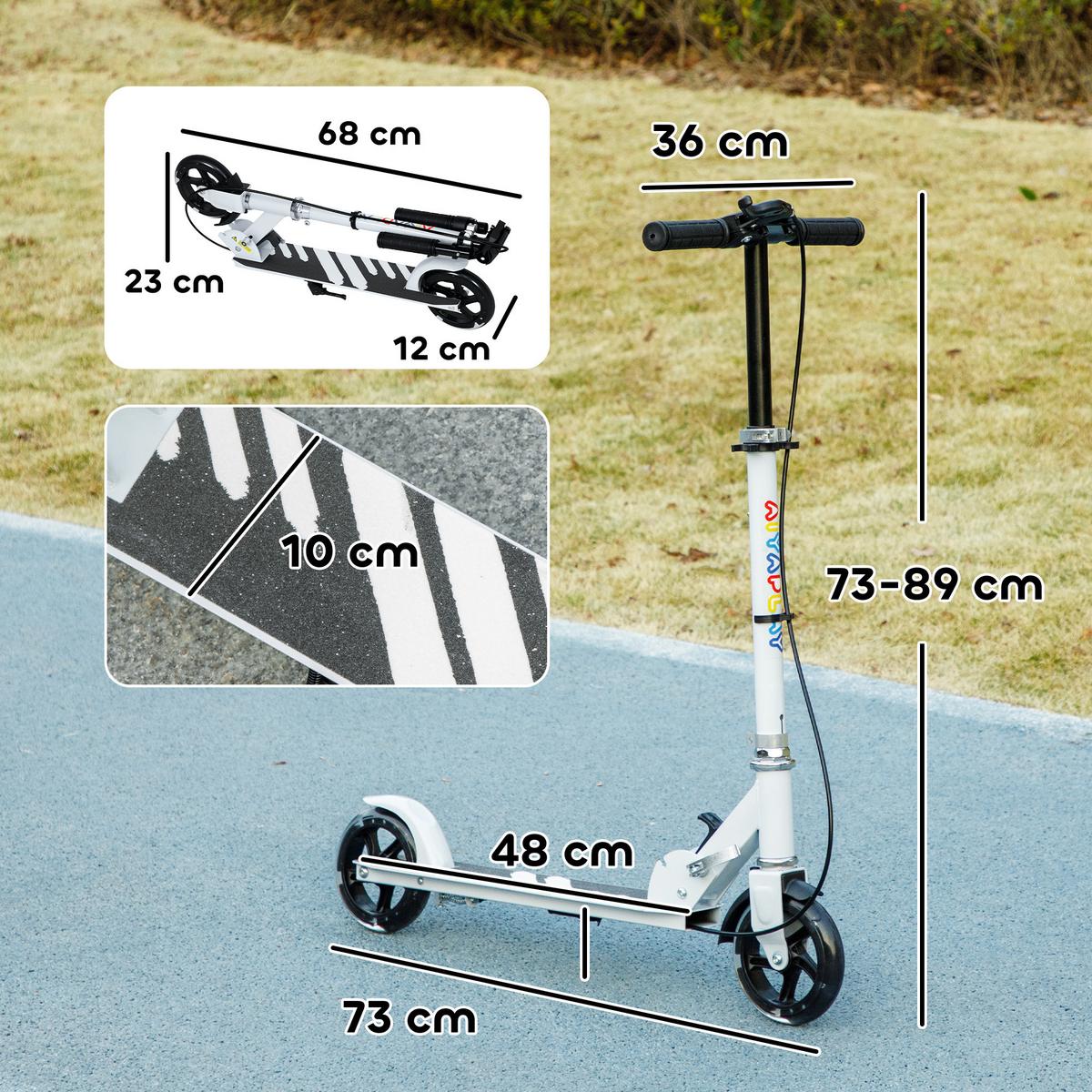ROLLER Kinder Klappbar mit Verstellbarer Lenkerhöhe, 2 Leuchtenden Räder Weiß - Weiß, Metall (73/36/89cm) - AIYAPLAY
