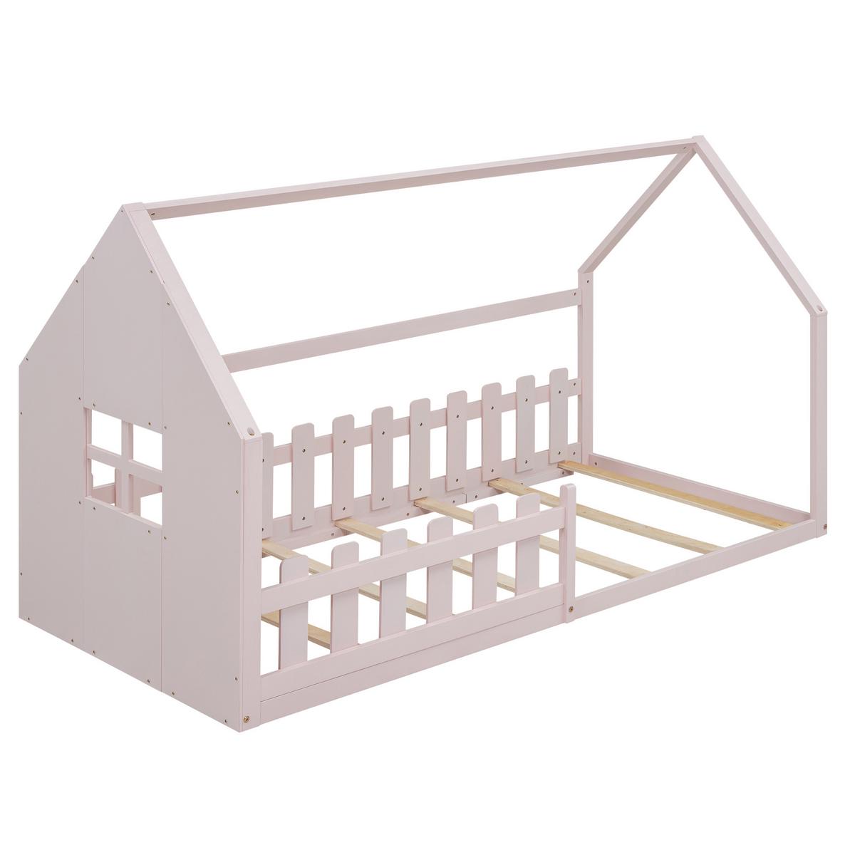 KINDERBETT 90x200 kinderbett rosa kiefer - Pink, Holz (90/200cm) - Urban Meuble