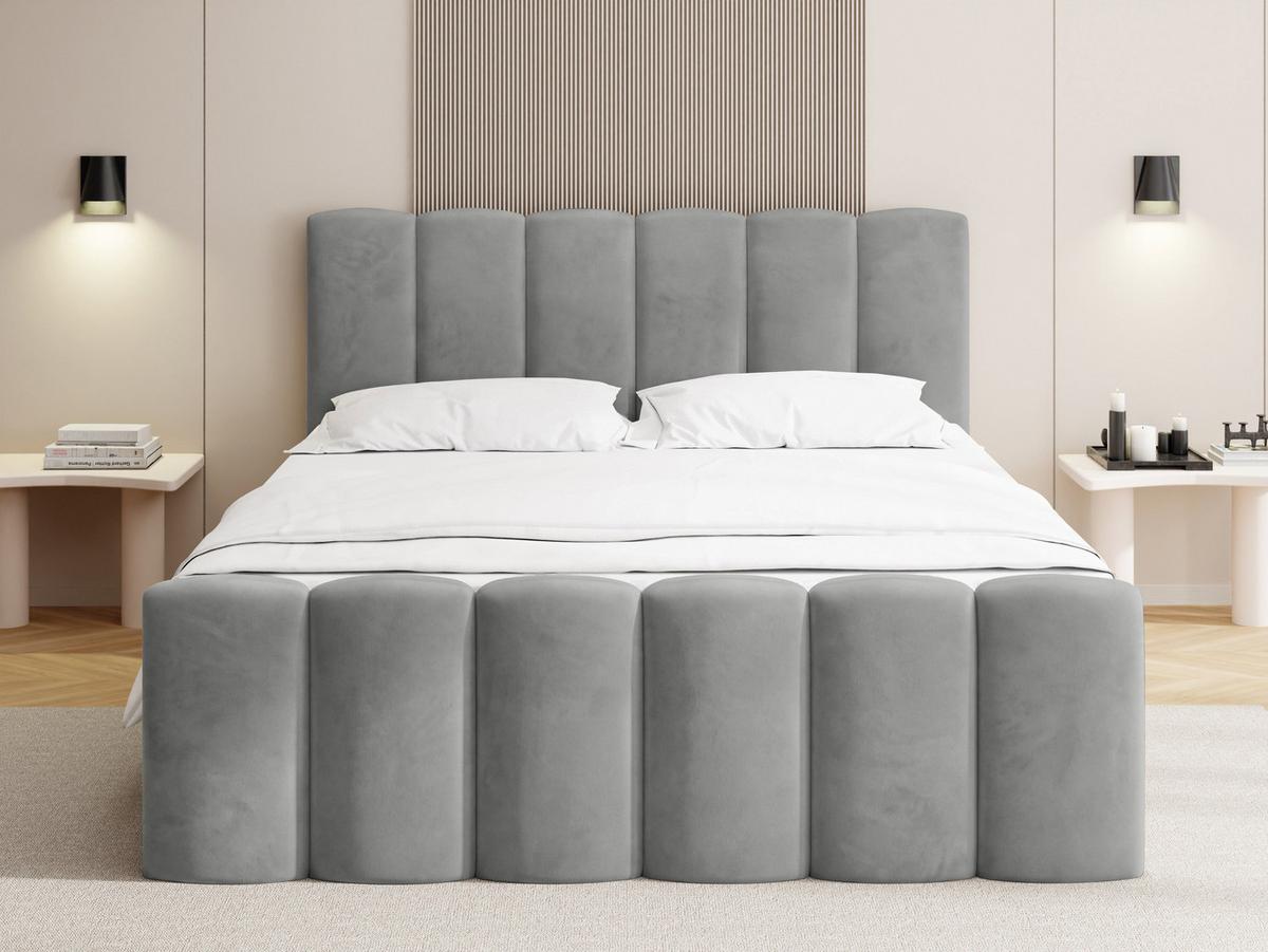BOXBETT Serenity mit Bettkasten, Samt Grau 120x200 cm – inkl. H4 Taschenfederkern Matratze & Foam Topper - Schwarz/Grau, Holz/Holzwerkstoff (120/200cm) - WFL GROUP