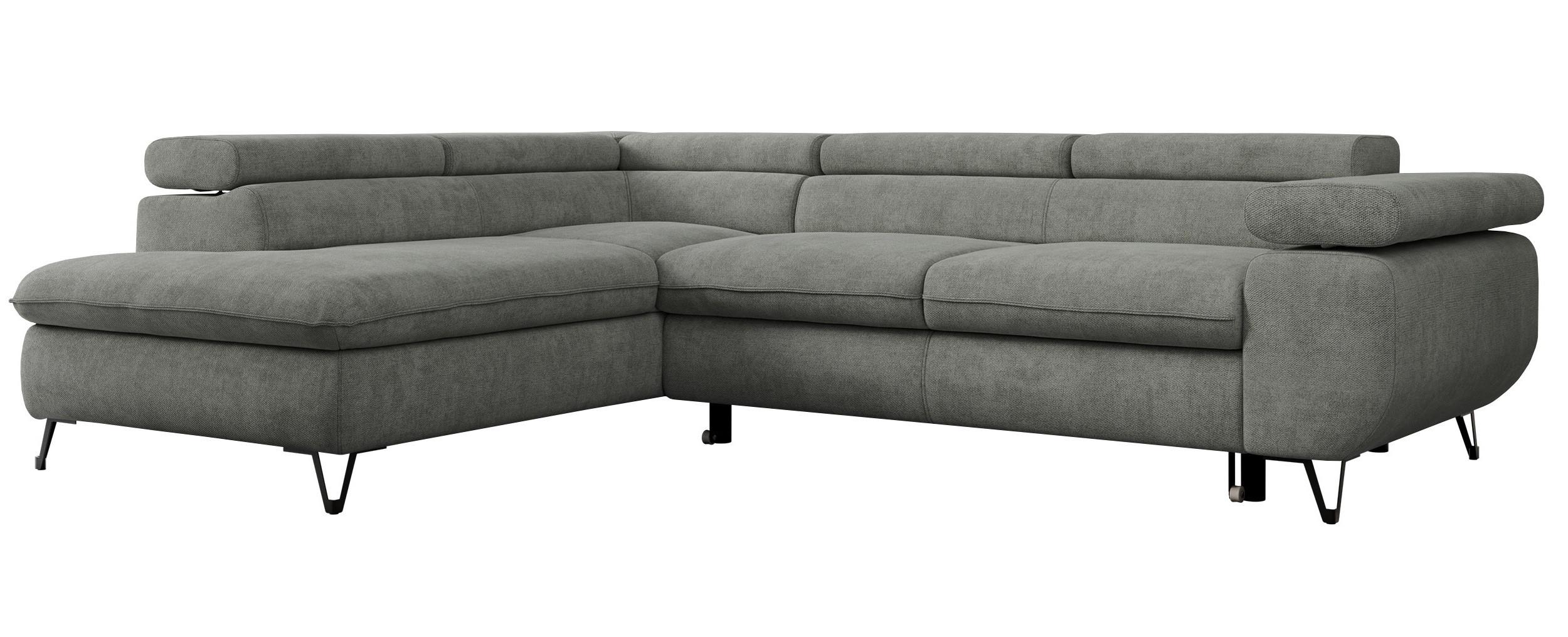 ECKSOFA PEDRO L Grau Struktur - Links Seite - Schwarz/Grau, Textil/Metall (208/273cm) - MKS