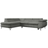 ECKSOFA PEDRO L Grau Struktur - Links Seite - Schwarz/Grau, Textil/Metall (208/273cm) - MKS