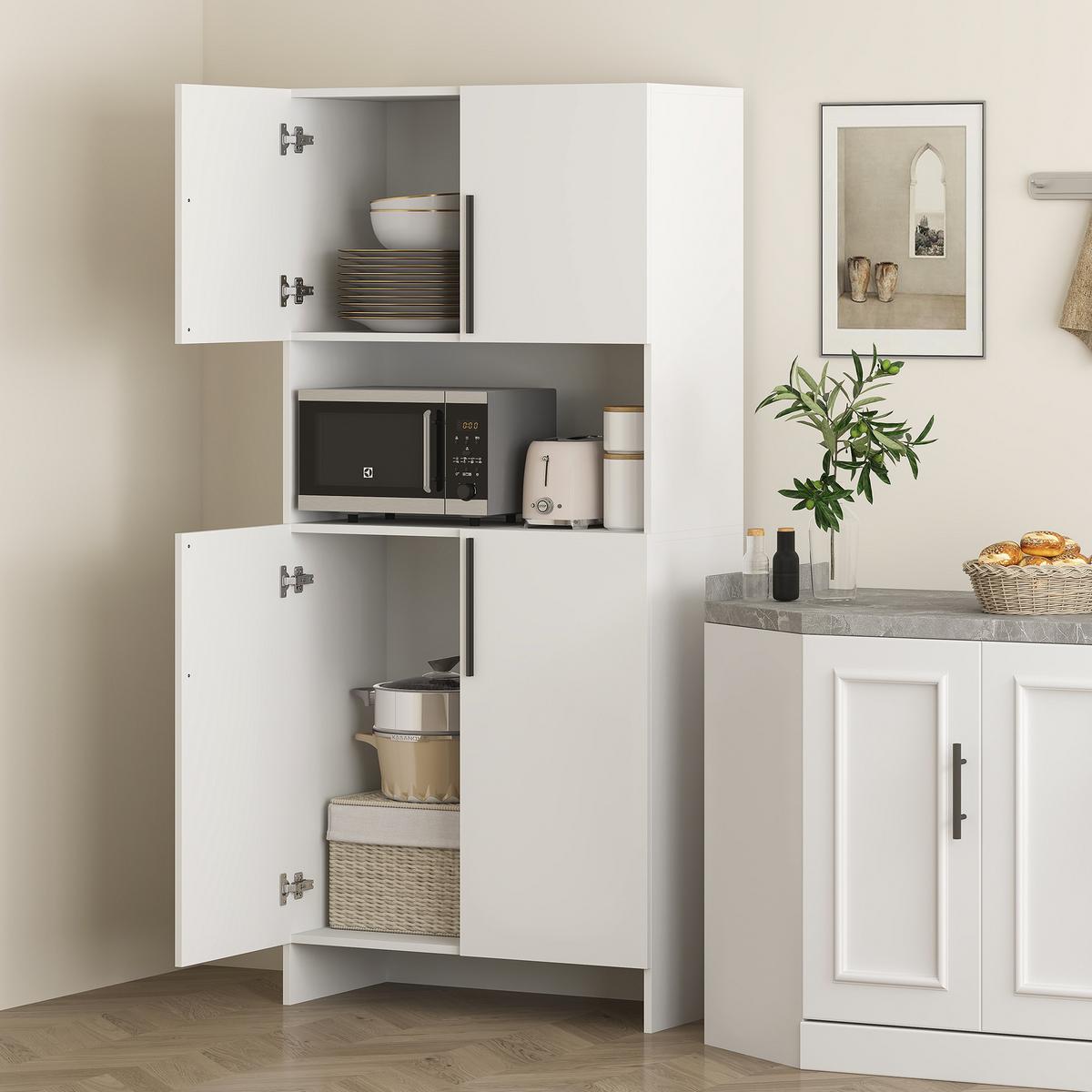 KÜCHENSCHRANK Spanlatte 79/40/175 cm Weiß - Weiß, Holzwerkstoff (40/175/79cm) - HOMCOM