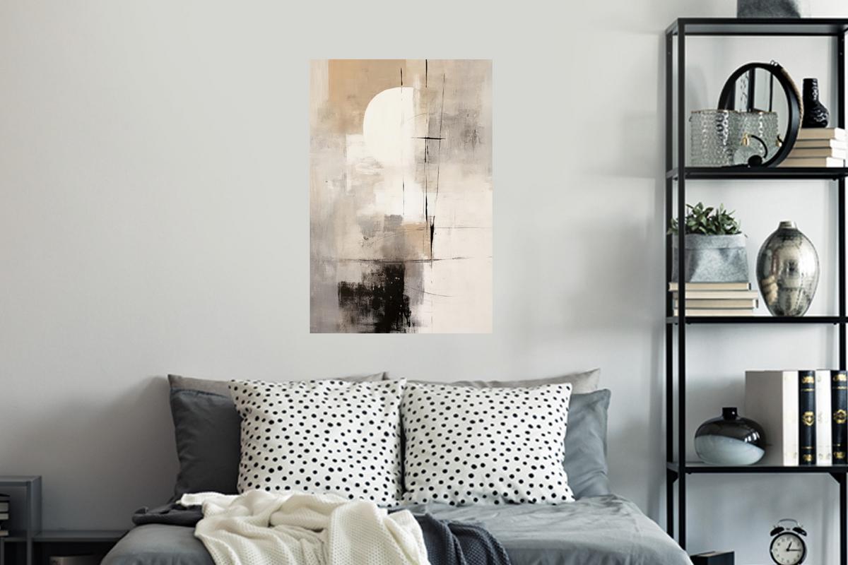 WANDTATTOO Abstrakt - Kunst - Grau Wandbild 40x60 cm - Hellgrau, Kunststoff (40/60/0.1cm) - MuchoWow