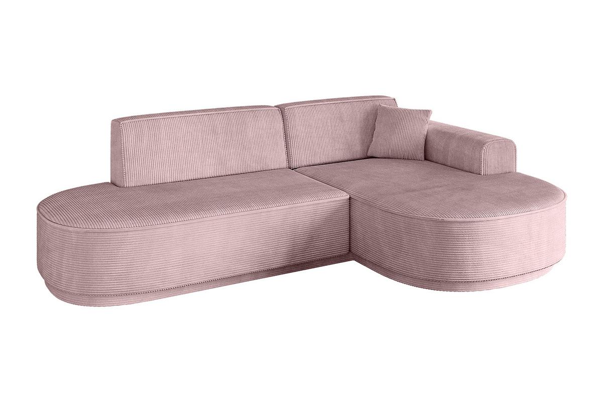 ECKSOFA Ottomane Rechts MARI-L1 - 243x171x79 cm Rosa Cord - Schwarz/Rosa, Holzwerkstoff/Kunststoff (234/163cm) - ALTDECOR