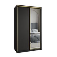 SCHWEBETÜRENSCHRANK TAVI 120/205/60 cm 2-türig mit Spiegel Schwarz - Schwarz, Holzwerkstoff (120/205/60cm) - MASSENO