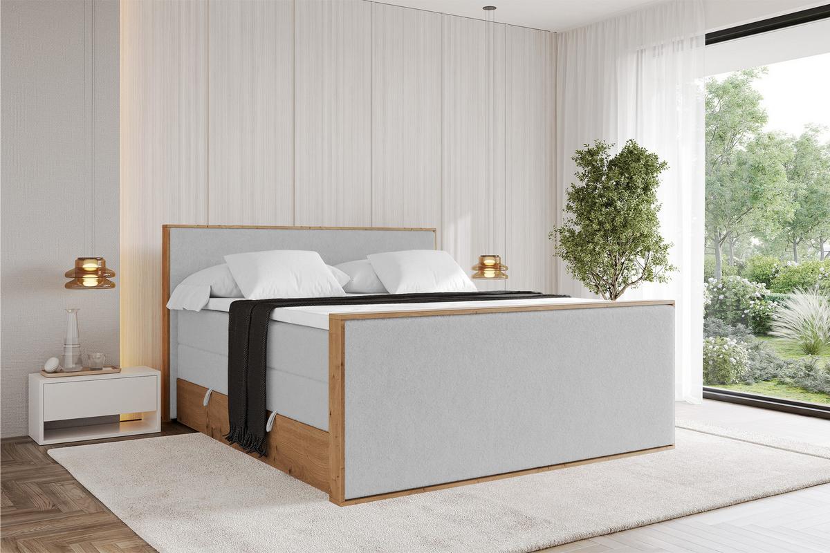 BOXSPRINGBETT LOLLI9 -Z-KING 180x200 - H3/H4 Hellgrau - Hellgrau, Holzwerkstoff (180/200cm) - ALTDECOR