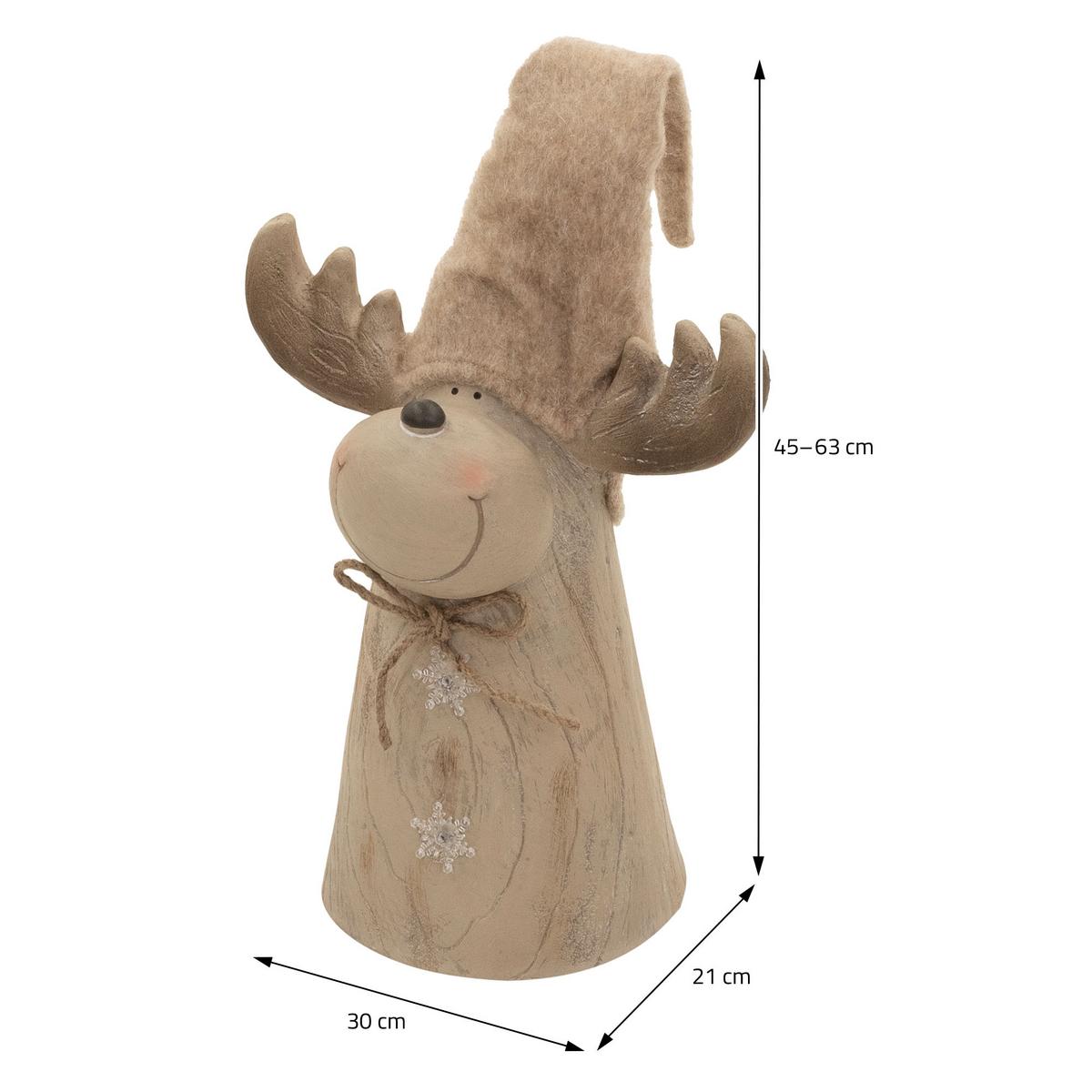 WEIHNACHTSELCH-FIGUR mit LED-Beleuchtung Weihnachtsdeko Innen höhenverstellbar 45-63 cm Braun Holzoptik - Braun, Stein (30/63/21cm) - ECD-Germany