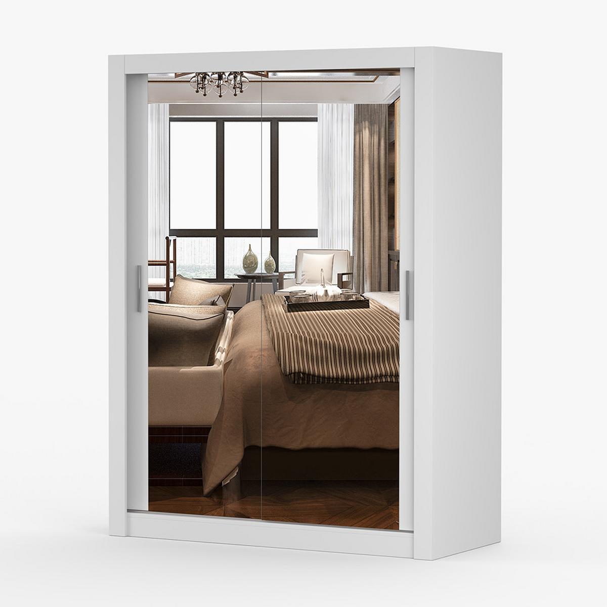 KLEIDERSCHRANK Milan 150 cm, 150/215/64, 2-türig, weiß - Weiß, Holzwerkstoff (150/215/64cm) - imoebel24