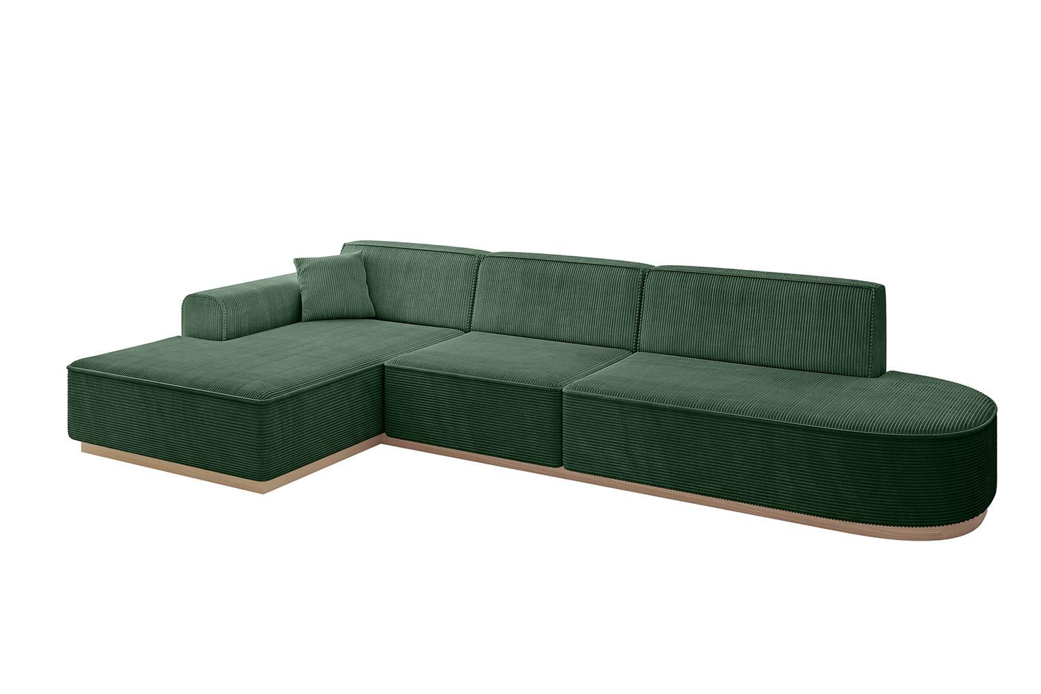 ECKSOFA Ottomane Links IREA-L2 - 327x165x80 cm Grün - Currygelb, Holzwerkstoff/Textil (327/165cm) - ALTDECOR