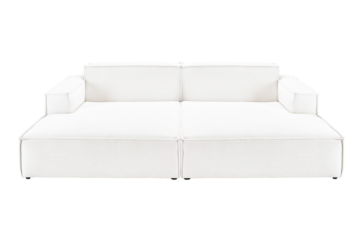 BIG SOFA SAMU Weiß Cord - Schwarz/Weiß, Textil (256/72/168cm) - KAWOLA