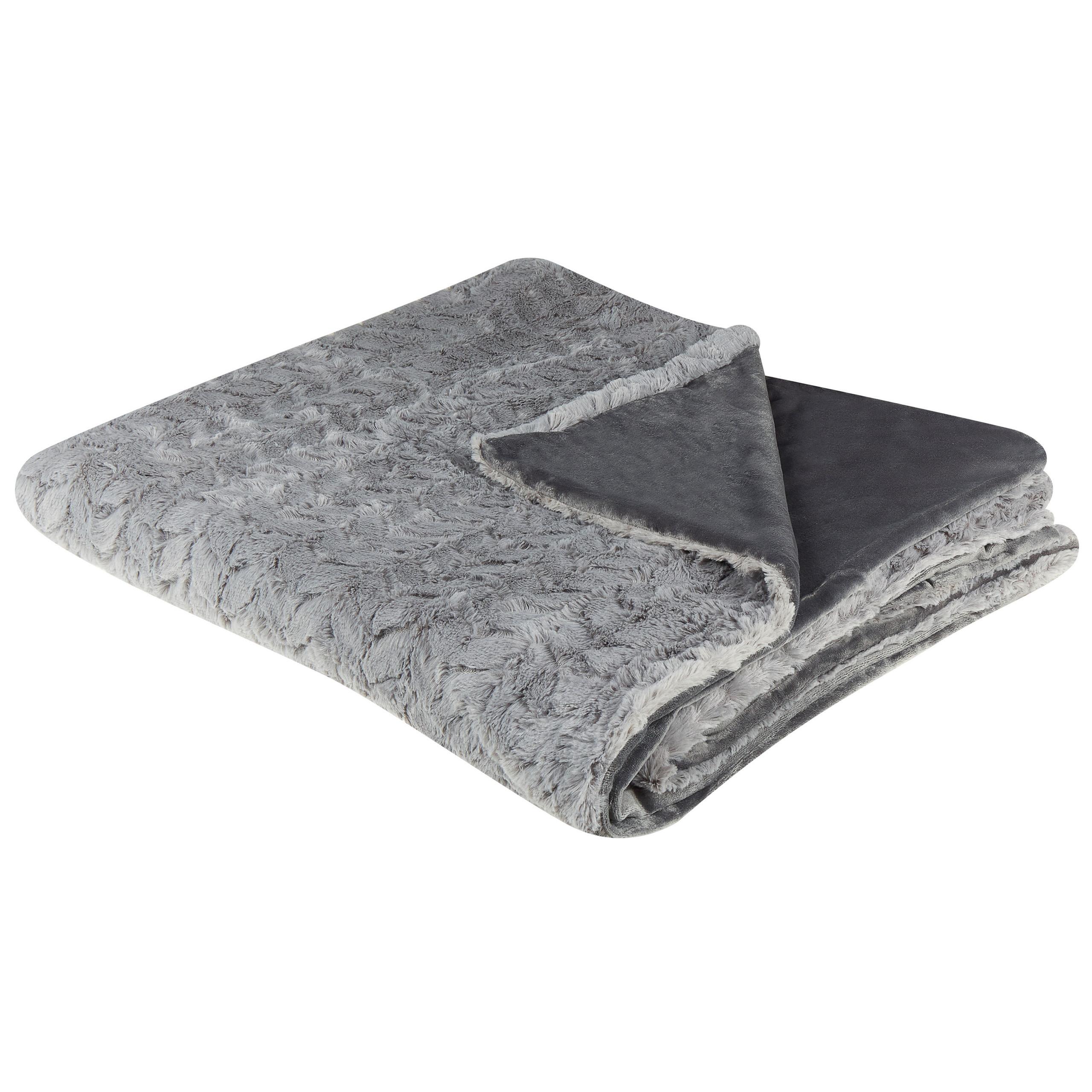DECKE Hellgrau Saraswati 200/220 cm - Hellgrau, Textil (200/220cm) - Beliani