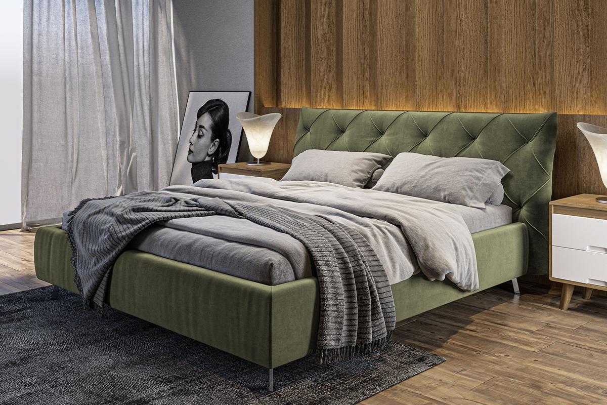 POLSTERBETT ANNY Grün Velvet - Olivgrün/Grün, Textil (200/200cm) - KAWOLA