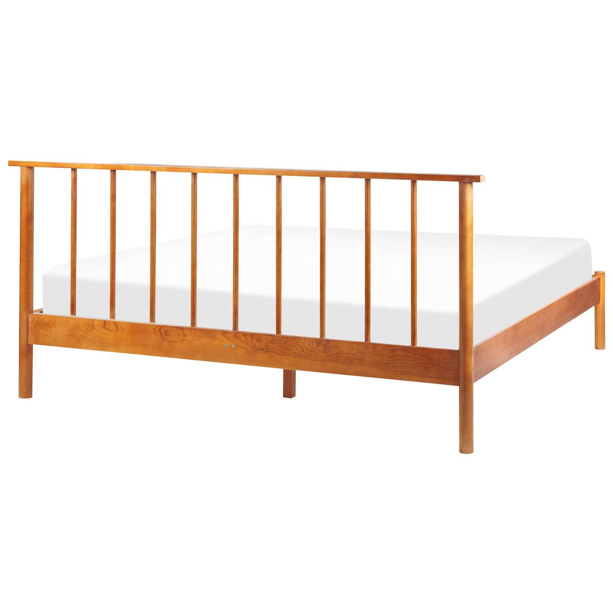 HOLZBETT 160/200cm Heller Holzfarbton Barret - Hellbraun, Holz (160/200cm) - Beliani