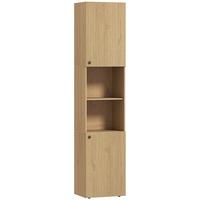 BADEZIMMERSCHRANK Spanplatte MDF Eiche - Eichefarben/Schwarz, Holzwerkstoff/Kunststoff (31/182/40cm) - HOMCOM